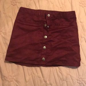 Burgundy suede skirt